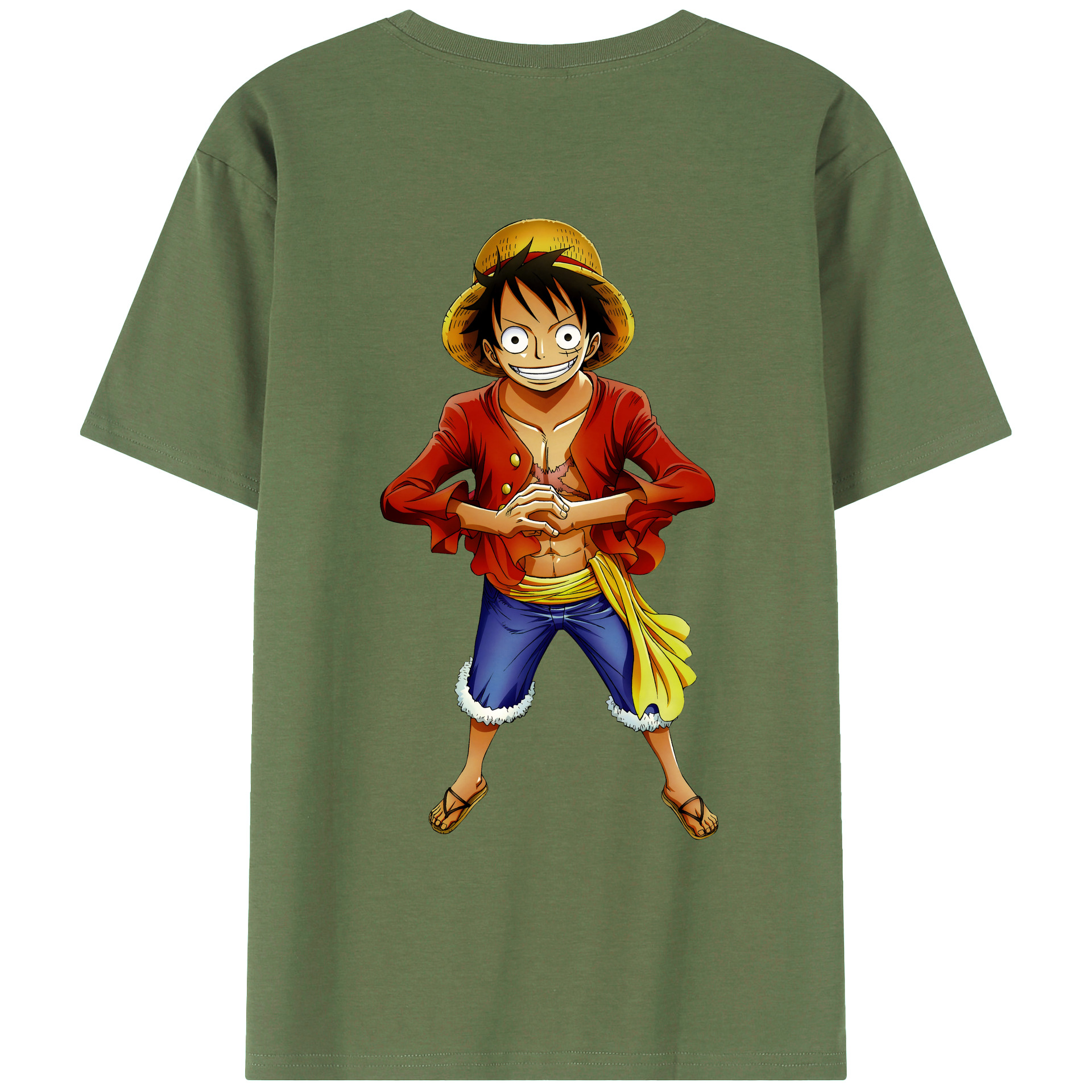 ワンピース モンキー・D・ルフィ ONE PIECE Monkey D. Luffy 綿100％ メンズ半袖Tシャツ（バックプリント） 通気性